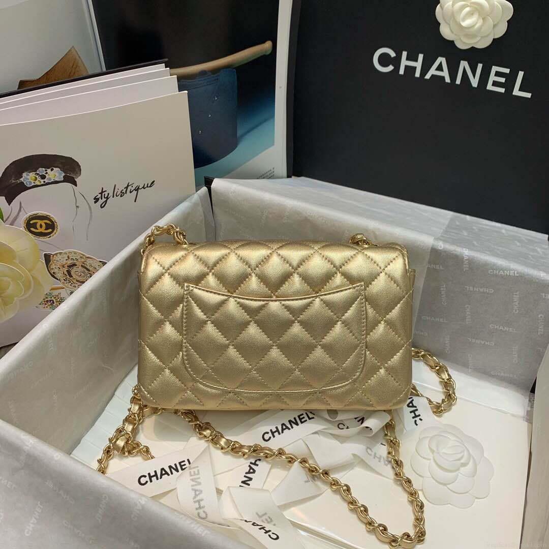 Chanel A69900 Chanel 1116 Mini Flap Lambskin B05133 Bag Gold