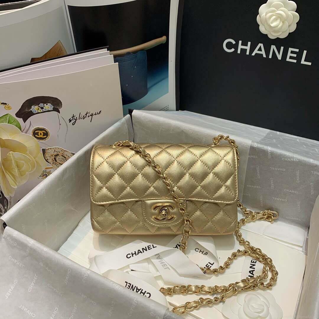Chanel A69900 Chanel 1116 Mini Flap Lambskin B05133 Bag Gold