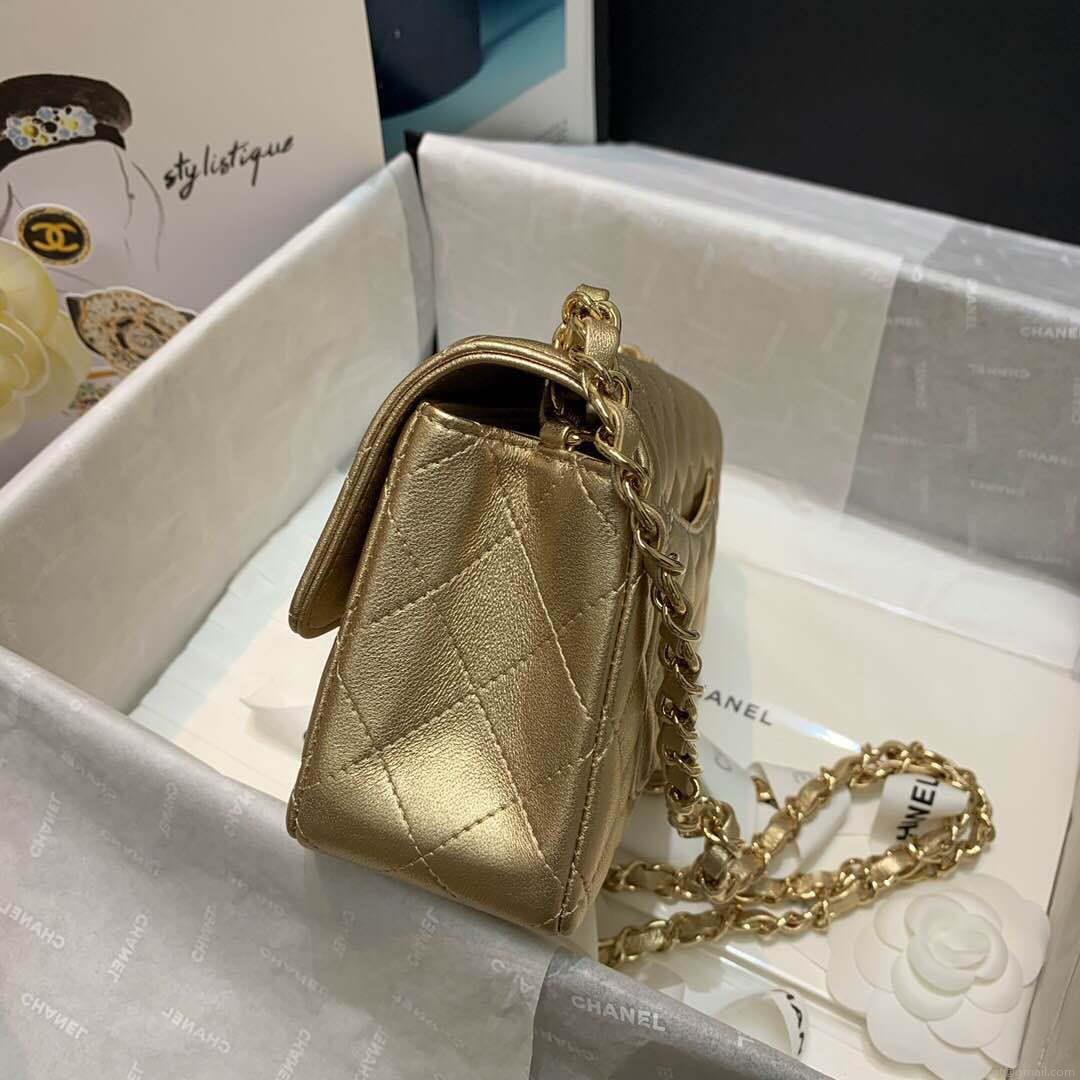 Chanel A69900 Chanel 1116 Mini Flap Lambskin B05133 Bag Gold