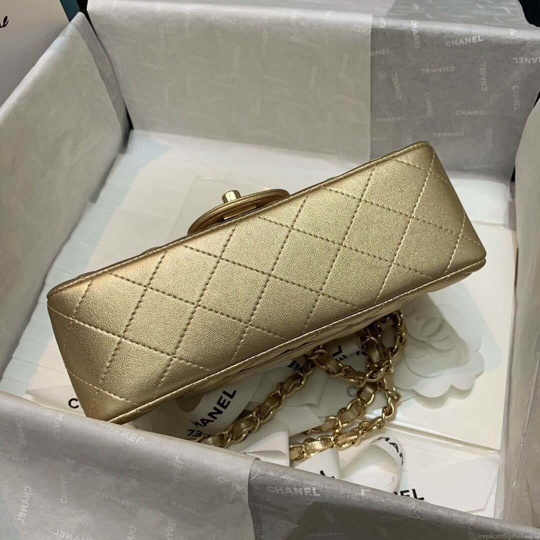 Chanel A69900 Chanel 1116 Mini Flap Lambskin B05133 Bag Gold
