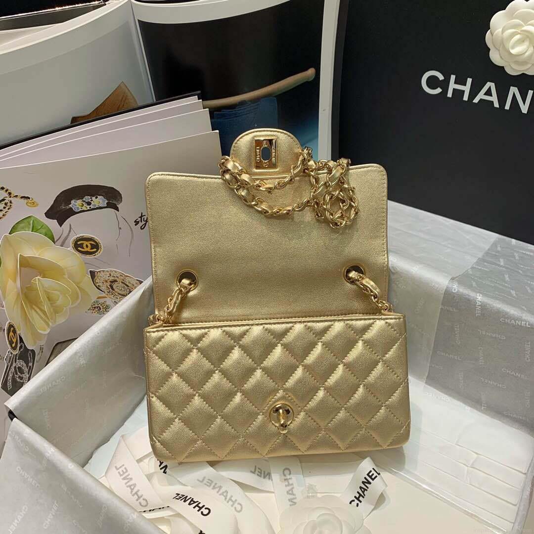 Chanel A69900 Chanel 1116 Mini Flap Lambskin B05133 Bag Gold