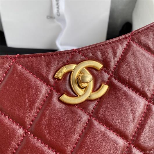 Chanel AS2213 Shopping Bag Calfskin Wine Red