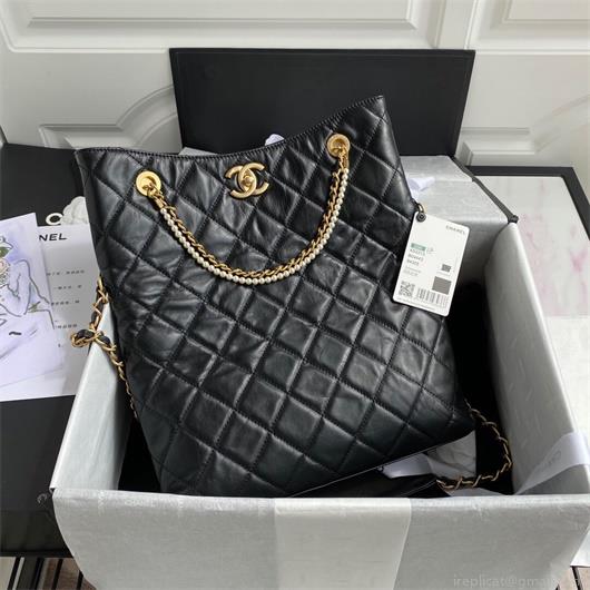 Chanel AS2213 Shopping Bag Calfskin Black