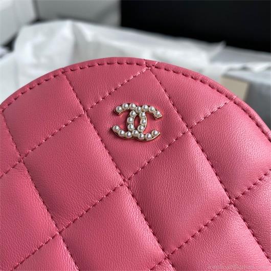 Chanel AS1898 Small Round Bag Shiny B03446 Lambskin Plum