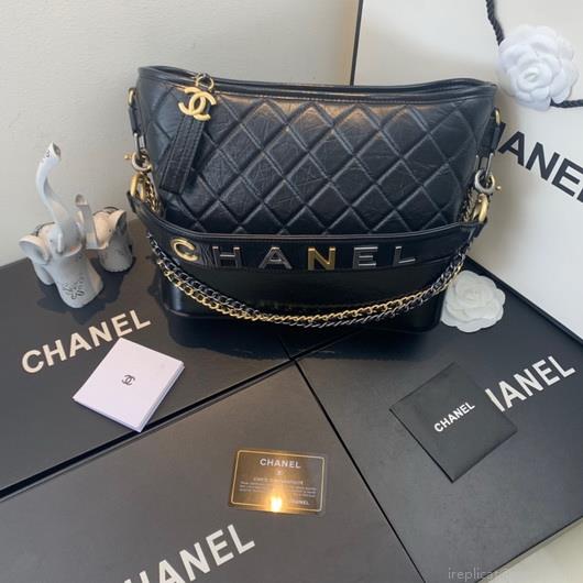 Chanel A93824 Large Hobo Bag Smooth Calfskin Black
