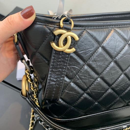 Chanel A93824 Large Hobo Bag Smooth Calfskin Black