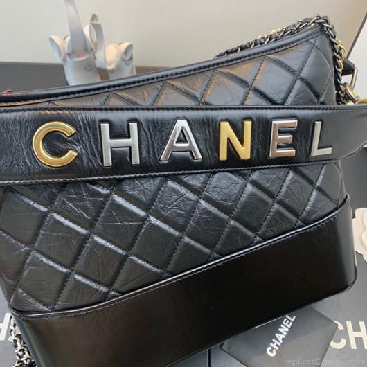 Chanel A93824 Large Hobo Bag Smooth Calfskin Black