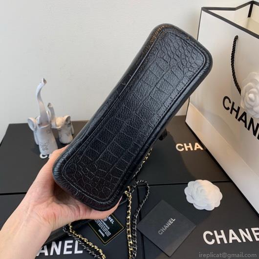 Chanel A93824 Large Hobo Bag Alligator Leather Black