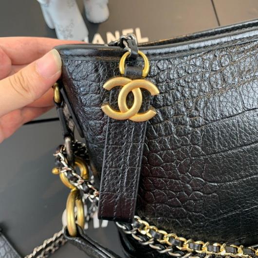 Chanel A93824 Large Hobo Bag Alligator Leather Black