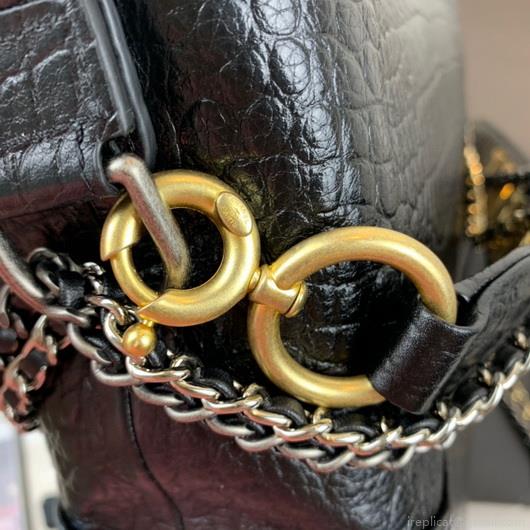 Chanel A93824 Large Hobo Bag Alligator Leather Black