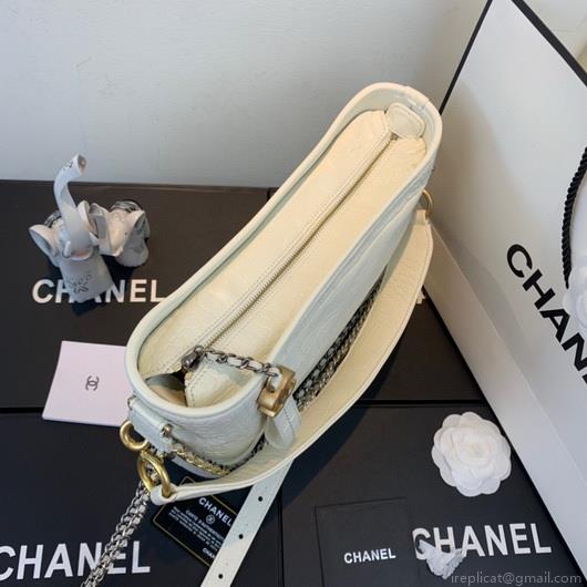 Chanel A93824 Large Hobo Bag Alligator Leather White