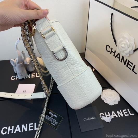 Chanel A93824 Large Hobo Bag Alligator Leather White