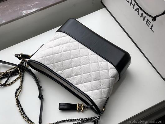 Chanel A93824 Large Hobo Bag Smooth Calfskin White and Black