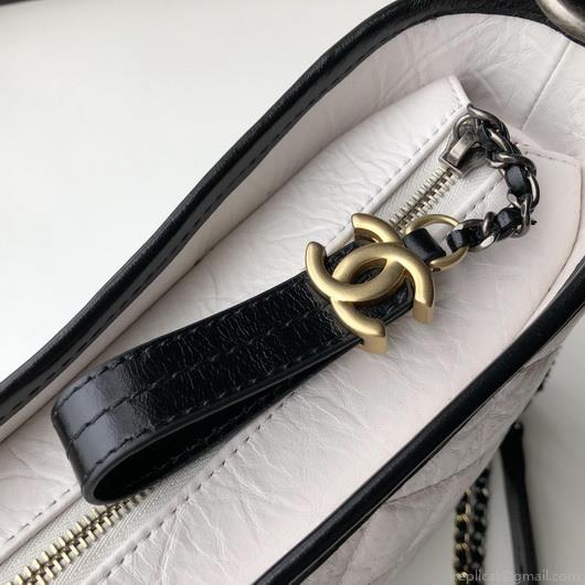 Chanel A93824 Large Hobo Bag Smooth Calfskin White and Black