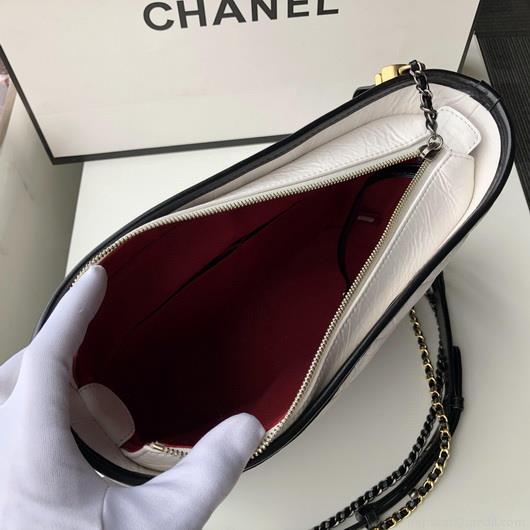 Chanel A93824 Large Hobo Bag Smooth Calfskin White and Black