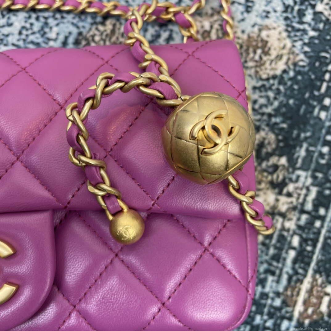 Chanel AS1787 Chanel Mini Flap Bag Lambskin gold N6517 Purple