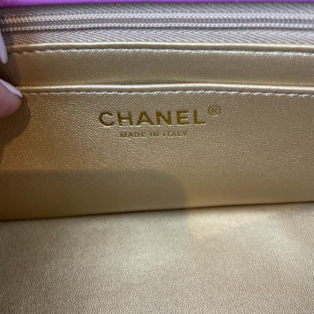 Chanel AS1786 Chanel Mini Flap Bag Lambskin Gold NA106 Purple