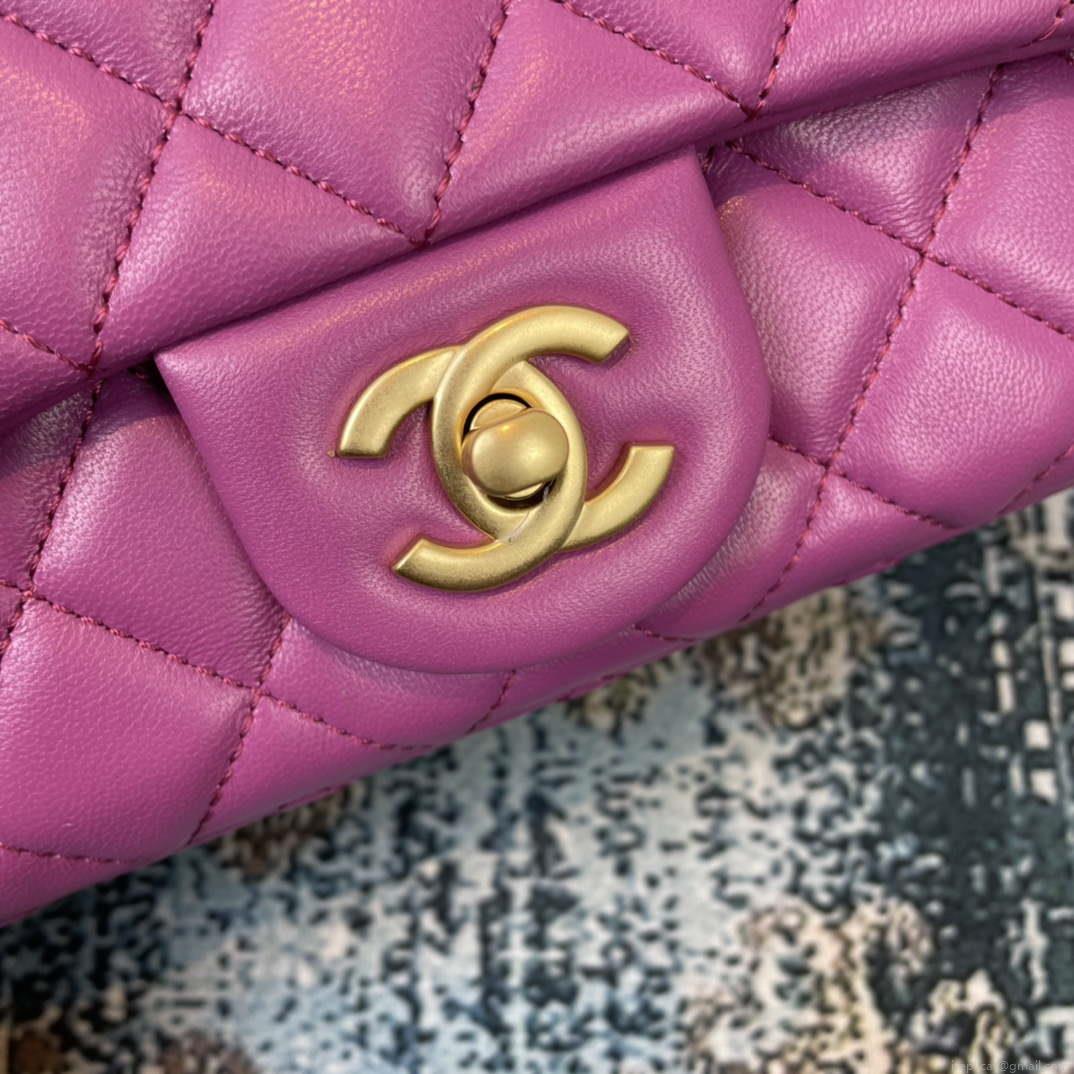 Chanel AS1786 Chanel Mini Flap Bag Lambskin Gold NA106 Purple