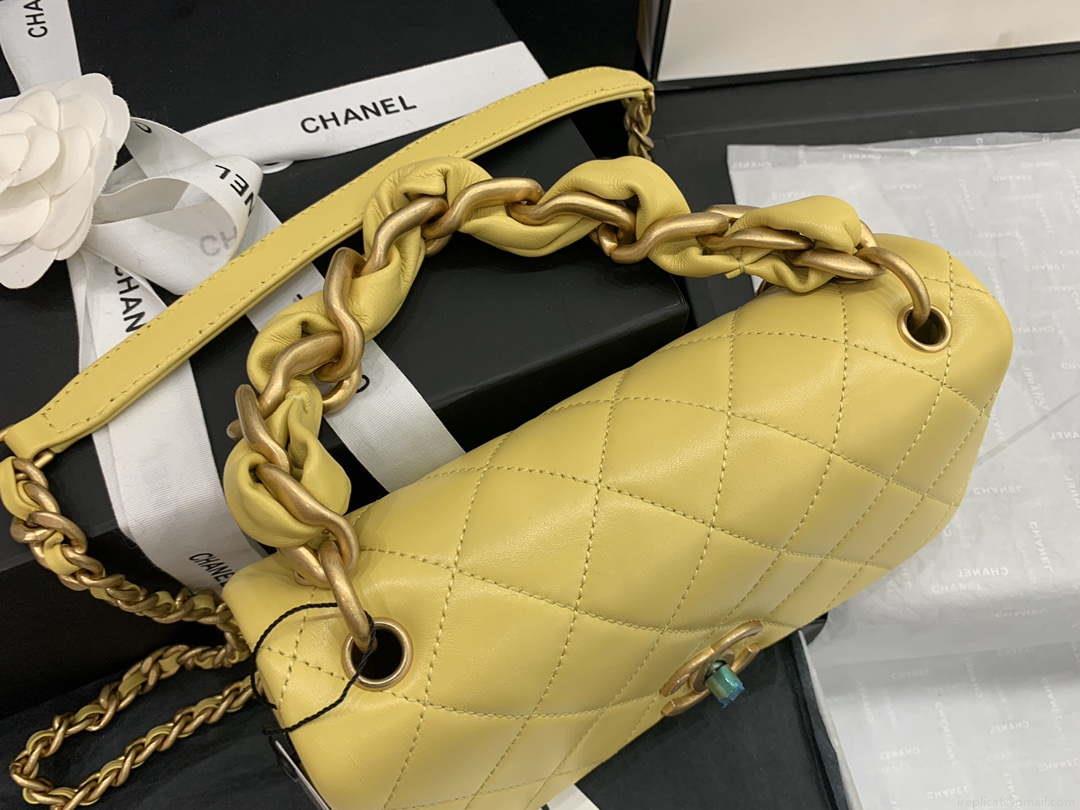 Chanel AS2388 Chanel Flap Bag Shiny Lambskin Gold Yellow