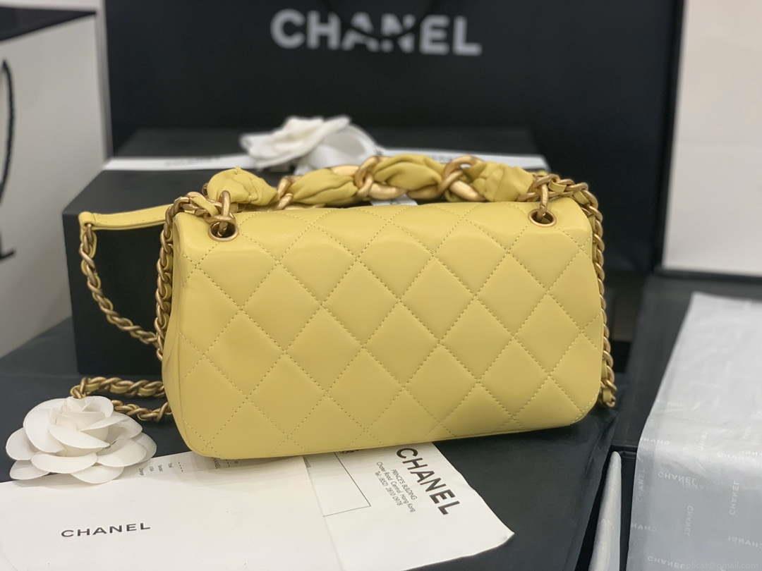 Chanel AS2388 Chanel Flap Bag Shiny Lambskin Gold Yellow
