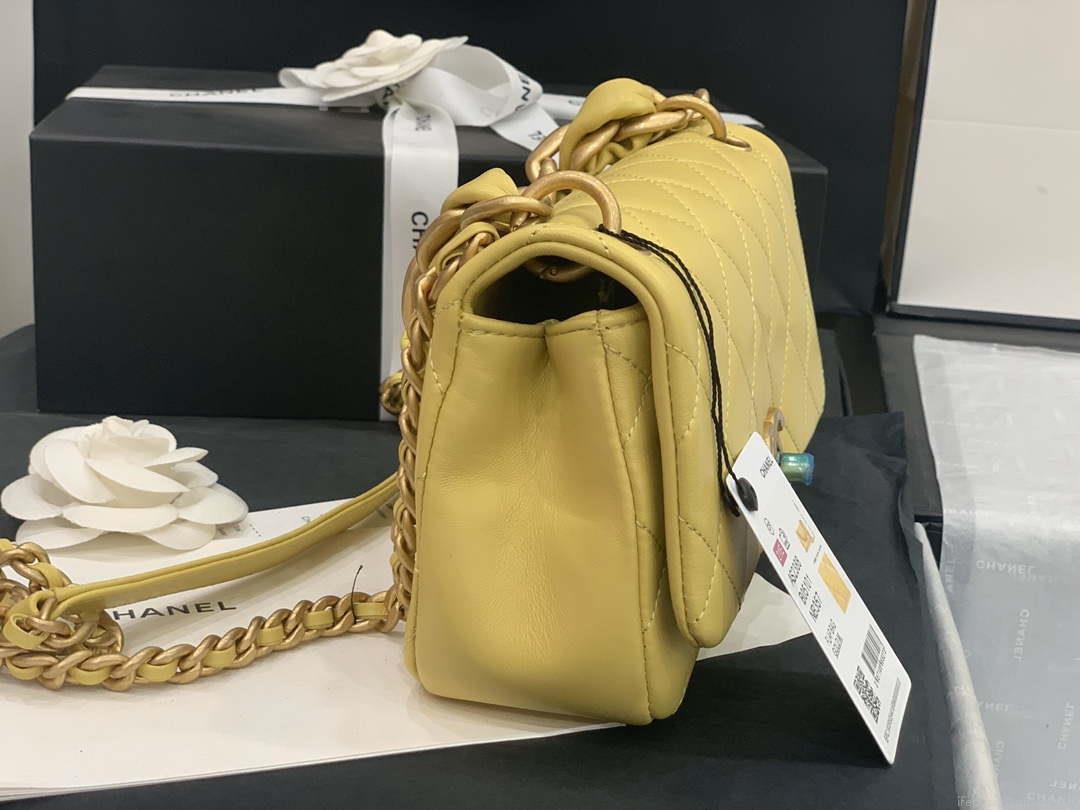 Chanel AS2388 Chanel Flap Bag Shiny Lambskin Gold Yellow