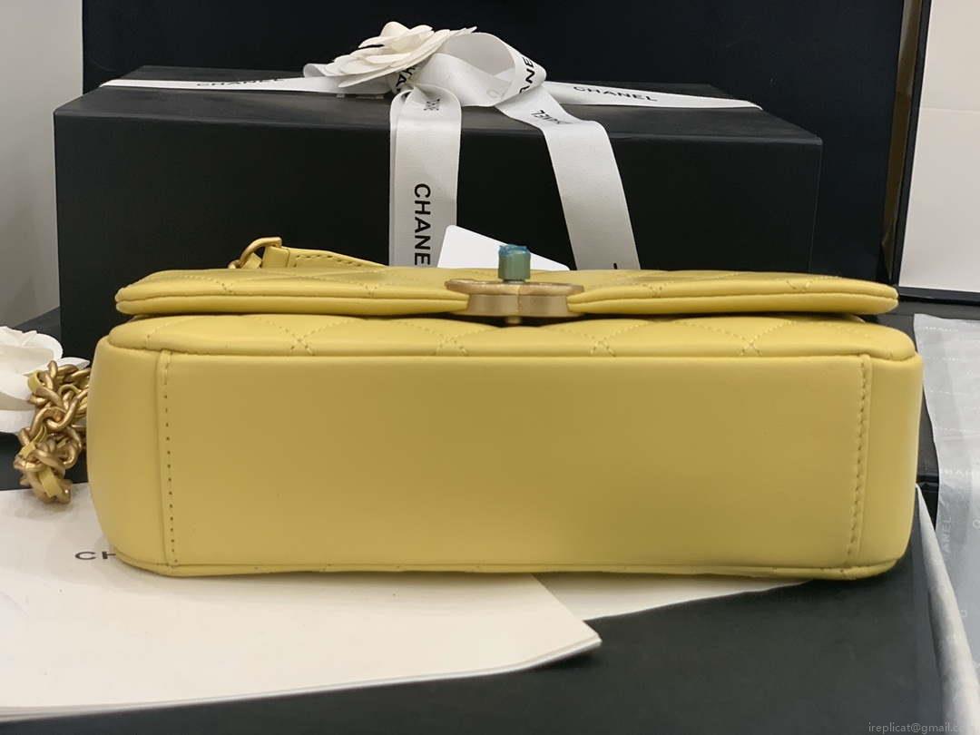 Chanel AS2388 Chanel Flap Bag Shiny Lambskin Gold Yellow
