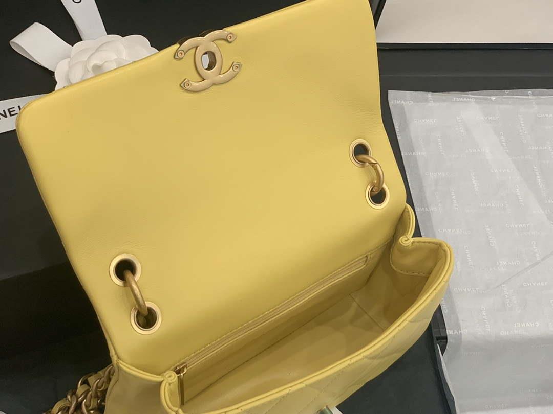 Chanel AS2388 Chanel Flap Bag Shiny Lambskin Gold Yellow
