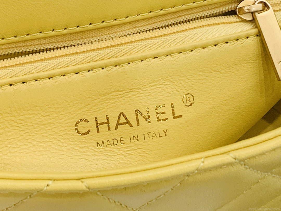 Chanel AS2388 Chanel Flap Bag Shiny Lambskin Gold Yellow
