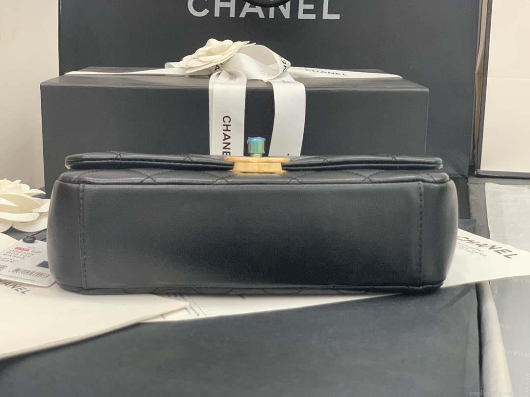 Chanel AS2388 Chanel Flap Bag Shiny Lambskin Gold Black