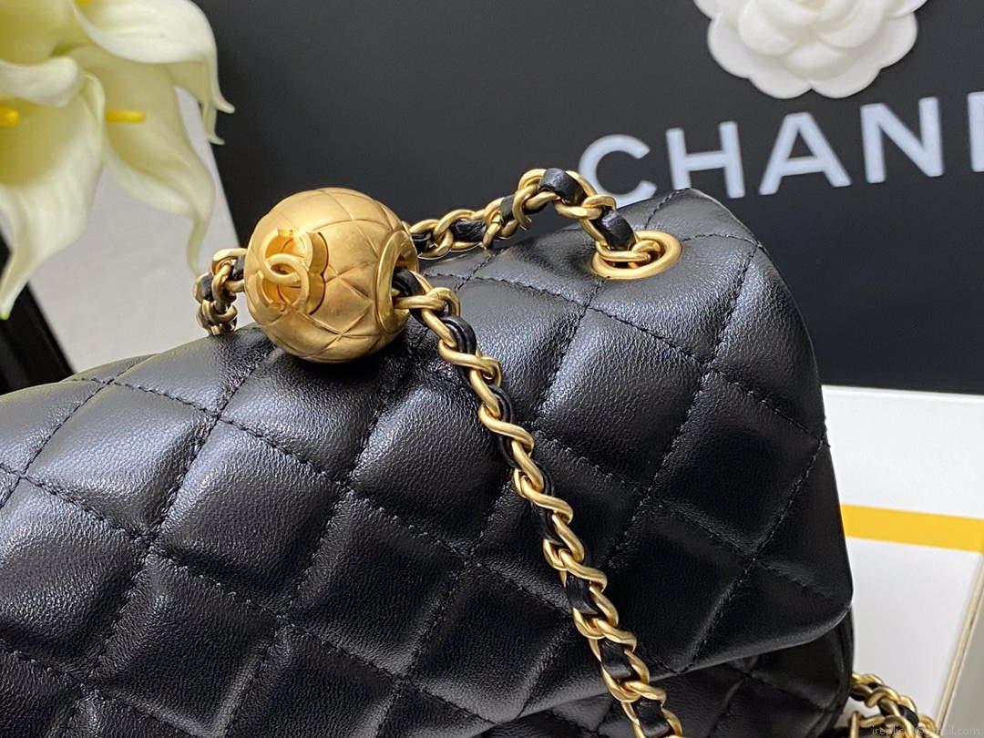 Chanel AS1787 Chanel Mini Flap Bag Lambskin Gold NA117 Black