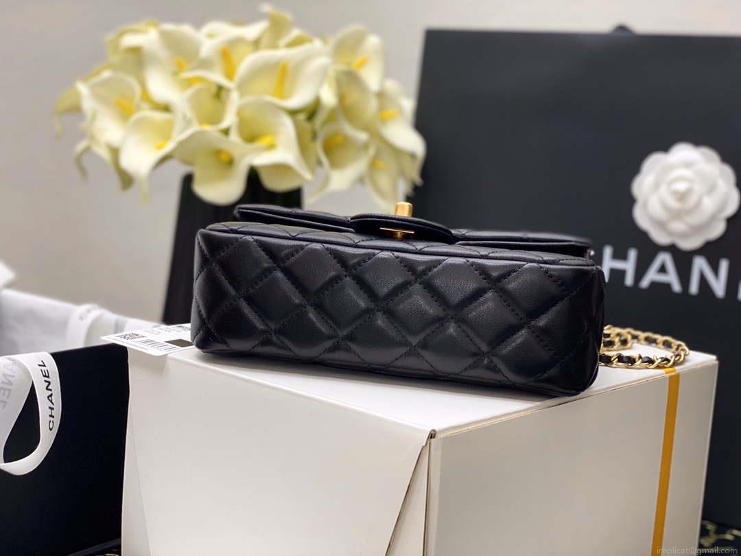 Chanel AS1787 Chanel Mini Flap Bag Lambskin Gold NA117 Black