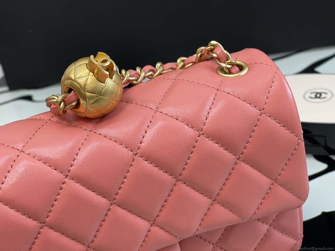 Chanel AS1787 Chanel Mini Flap Bag Lambskin Gold NA117 Pink