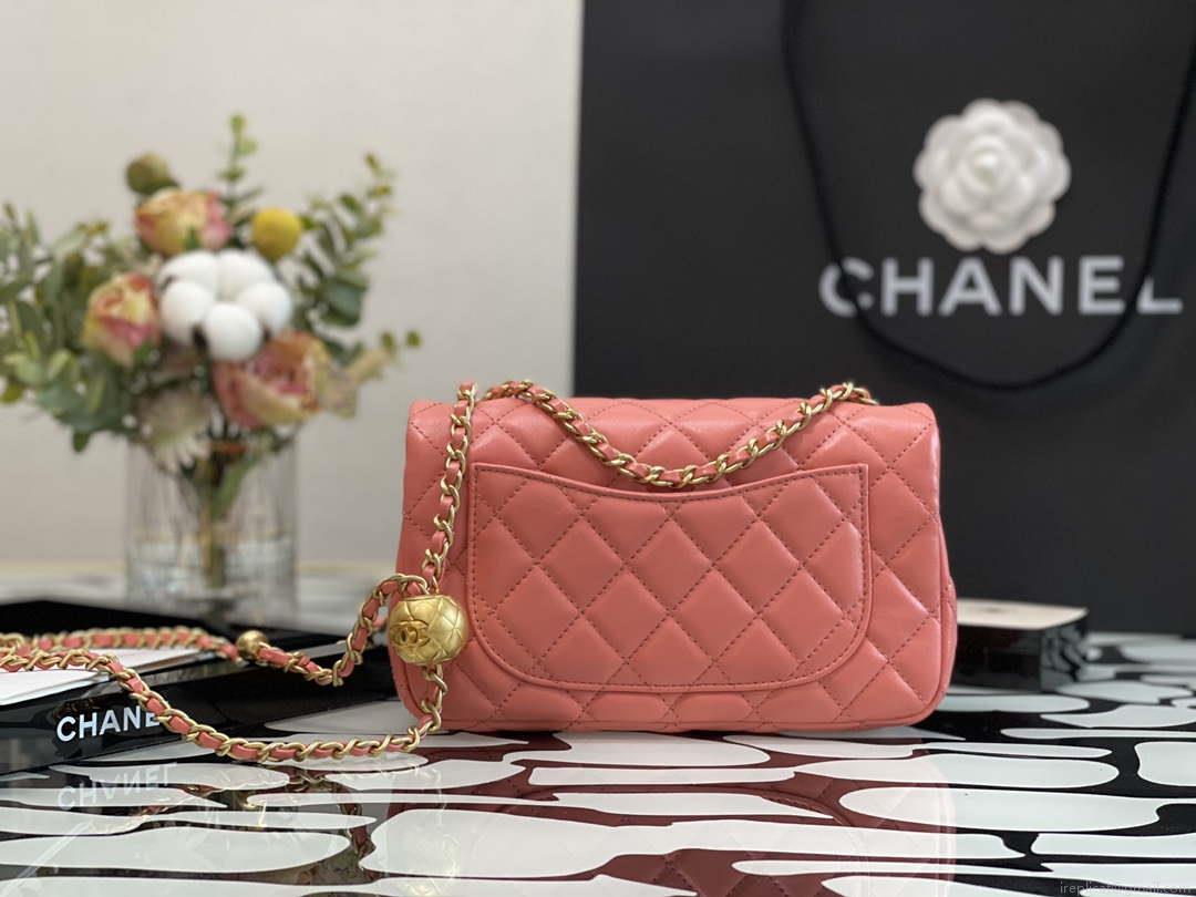 Chanel AS1787 Chanel Mini Flap Bag Lambskin Gold NA117 Pink