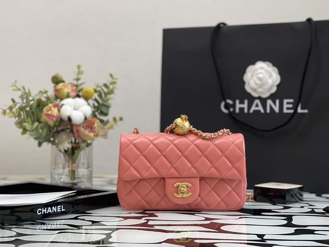 Chanel AS1787 Chanel Mini Flap Bag Lambskin Gold NA117 Pink