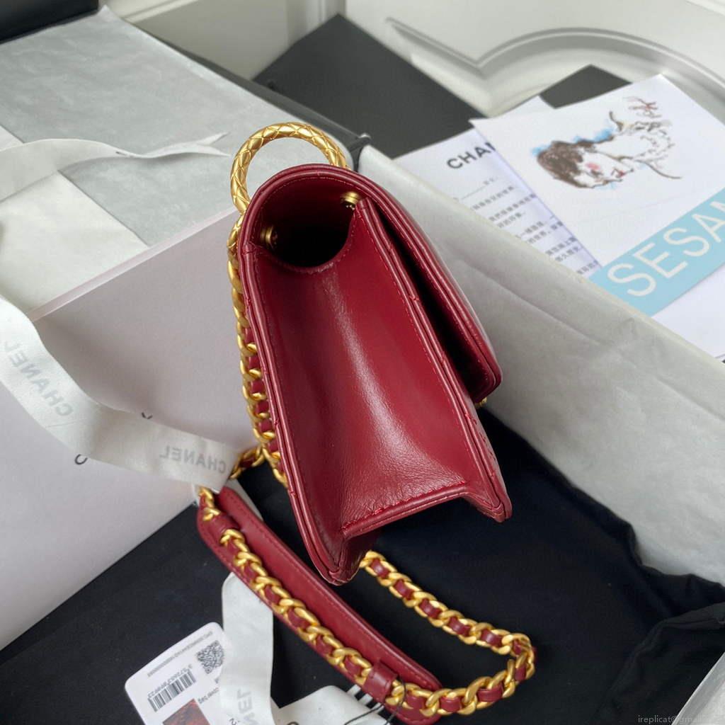 Chanel AS2714 Chanel Crossbody Bag Calfskin Red