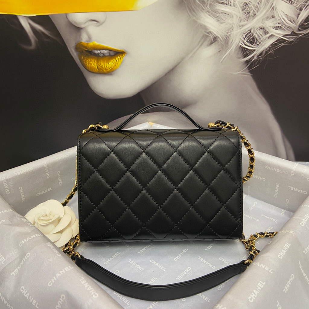 Chanel AS2796 Mini Flap Bag with Handle Lambskin Black
