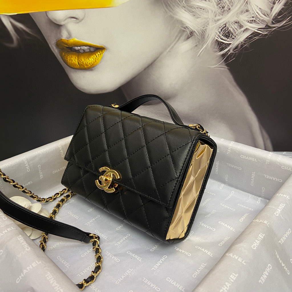 Chanel AS2796 Mini Flap Bag with Handle Lambskin Black