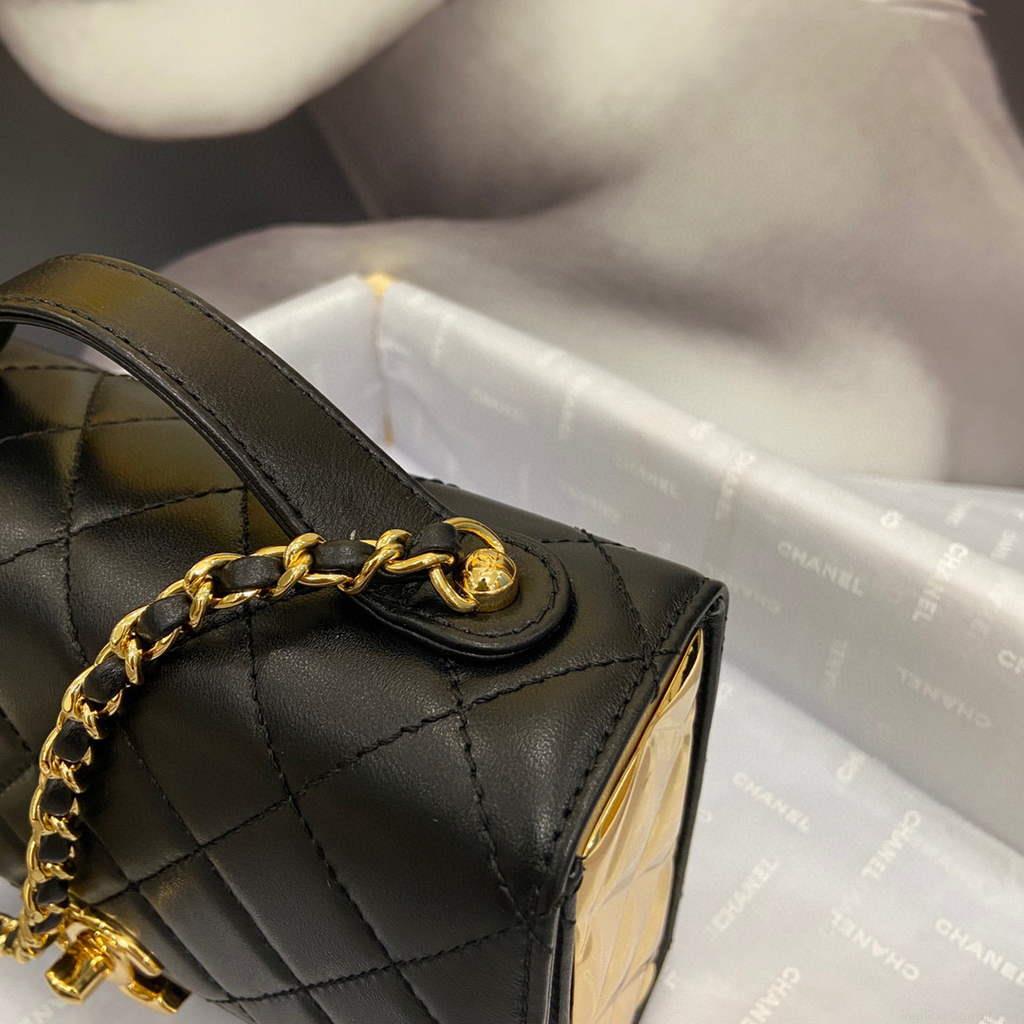 Chanel AS2796 Mini Flap Bag with Handle Lambskin Black