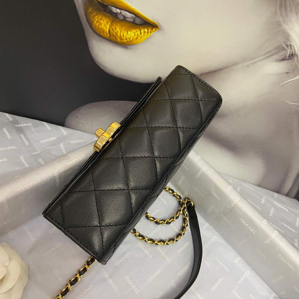 Chanel AS2796 Mini Flap Bag with Handle Lambskin Black