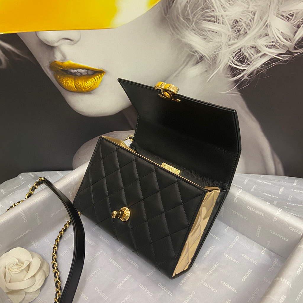 Chanel AS2796 Mini Flap Bag with Handle Lambskin Black