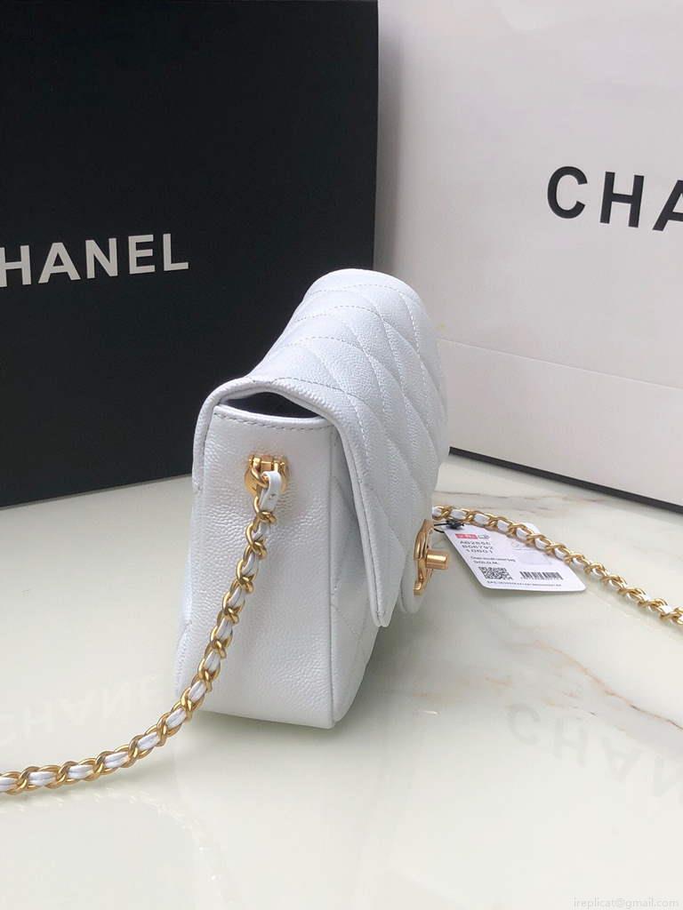 Chanel AS2855 Mini Flap Bag Calfskin Gold white