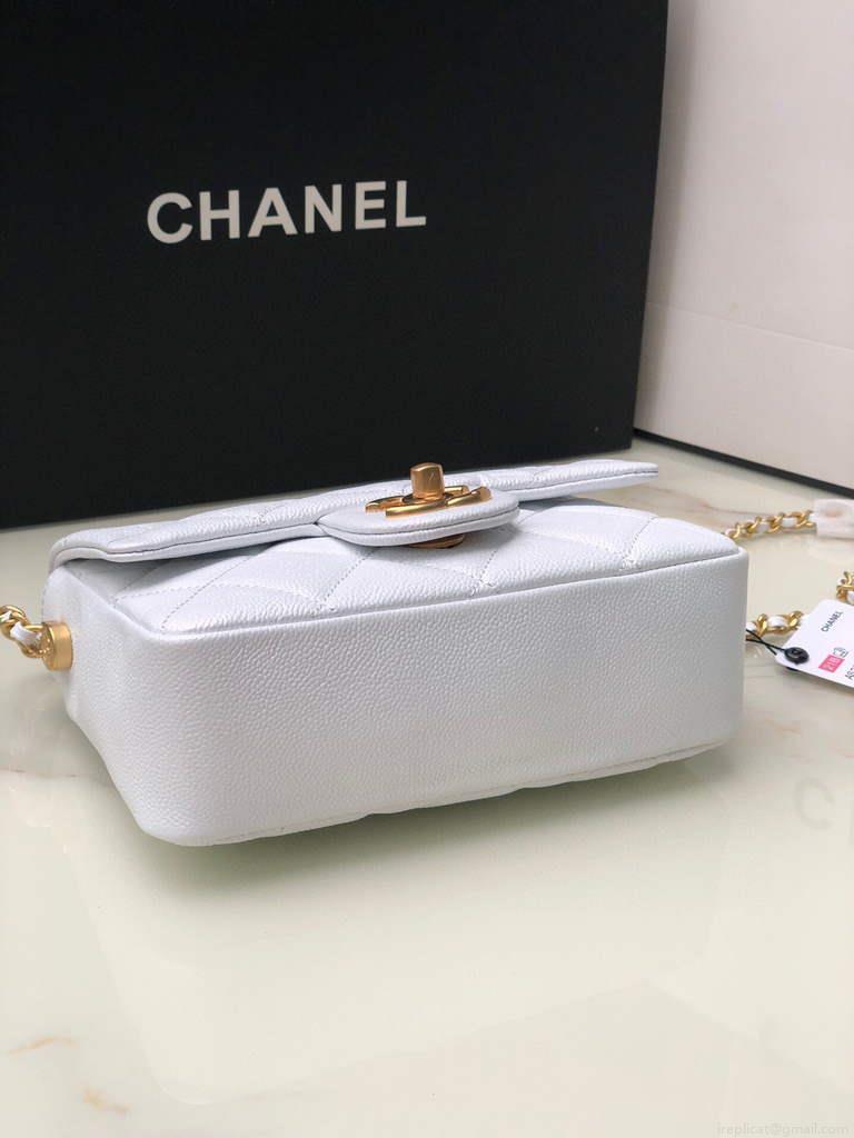 Chanel AS2855 Mini Flap Bag Calfskin Gold white
