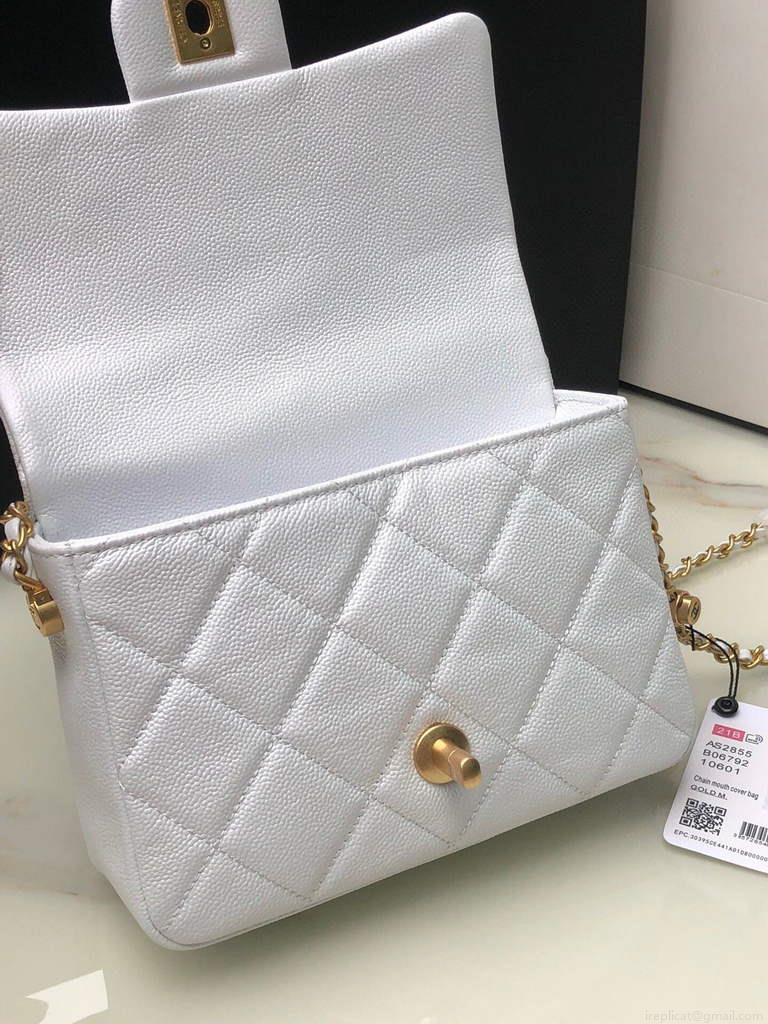 Chanel AS2855 Mini Flap Bag Calfskin Gold white