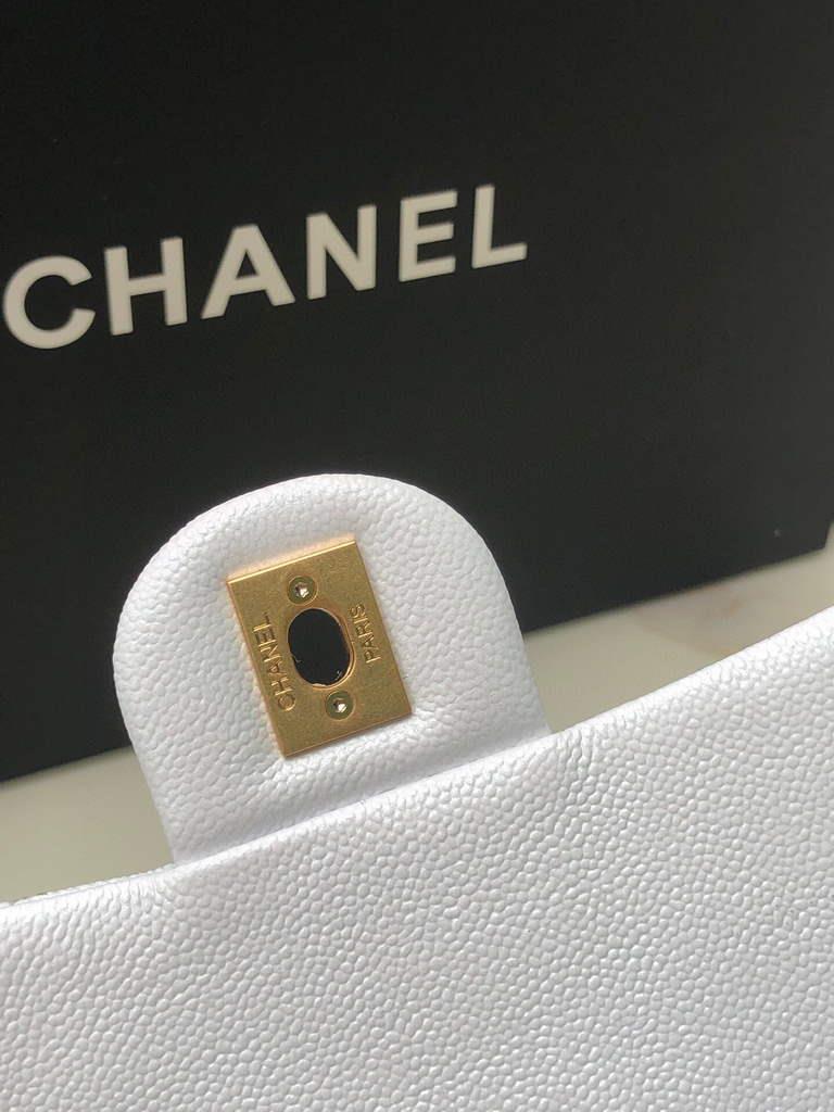 Chanel AS2855 Mini Flap Bag Calfskin Gold white