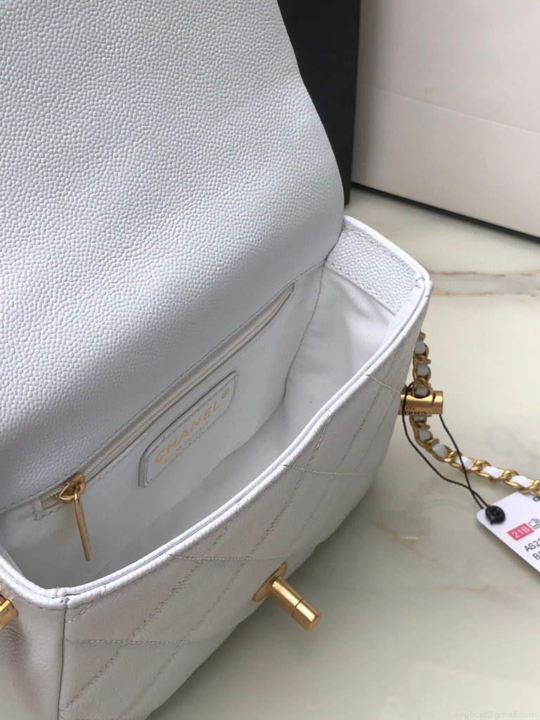 Chanel AS2855 Mini Flap Bag Calfskin Gold white