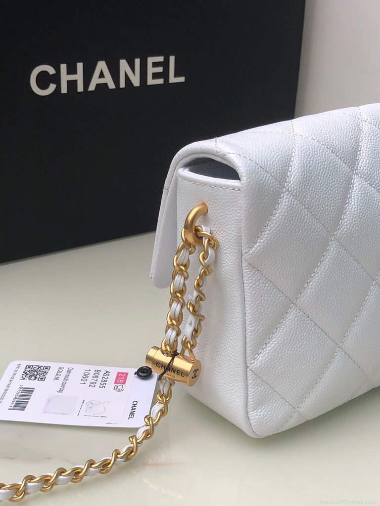 Chanel AS2855 Mini Flap Bag Calfskin Gold white