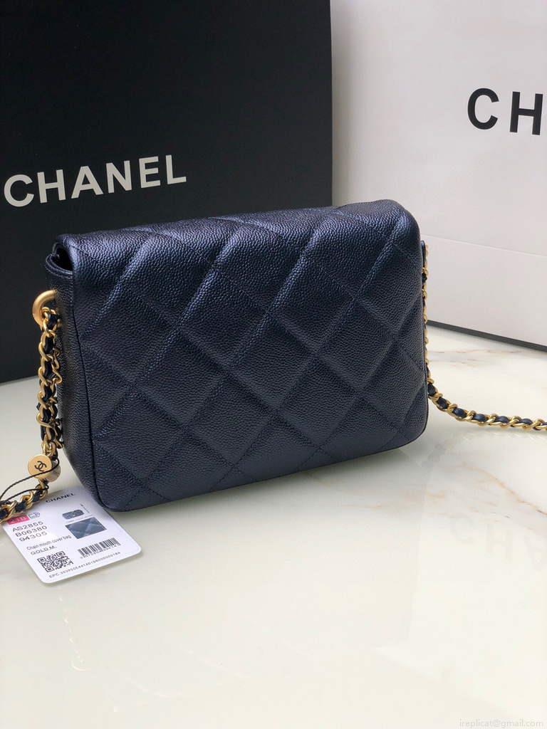 Chanel AS2855 Mini Flap Bag Calfskin Gold Black
