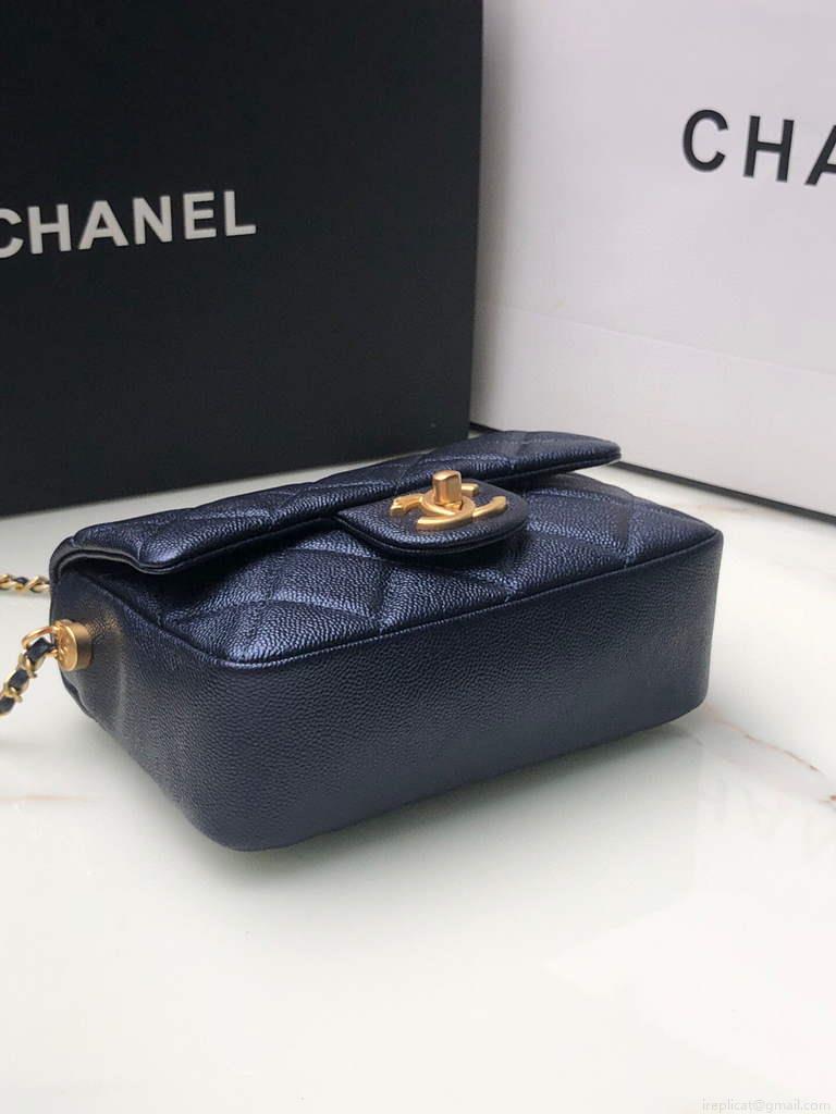 Chanel AS2855 Mini Flap Bag Calfskin Gold Black