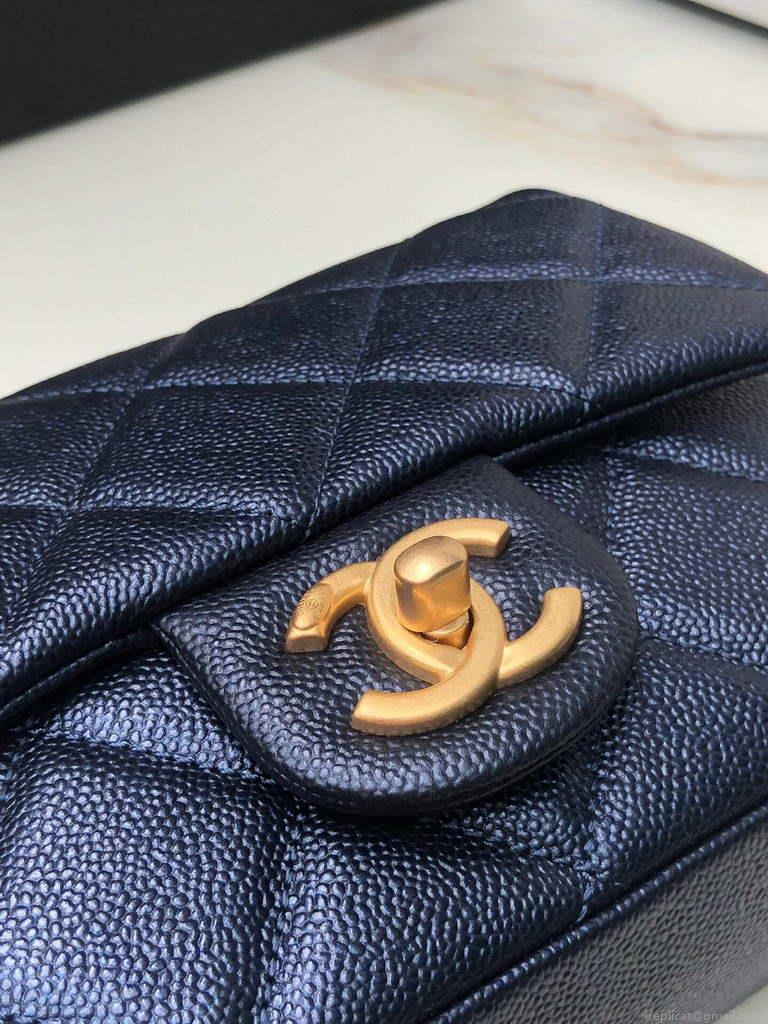 Chanel AS2855 Mini Flap Bag Calfskin Gold Black