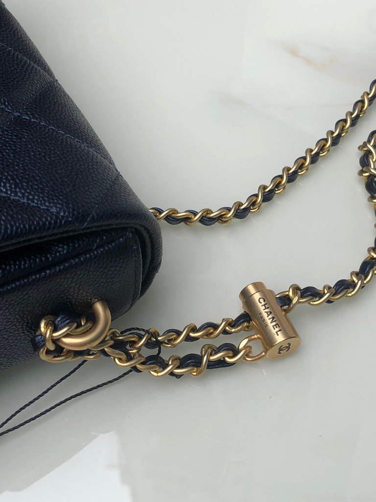 Chanel AS2855 Mini Flap Bag Calfskin Gold Black
